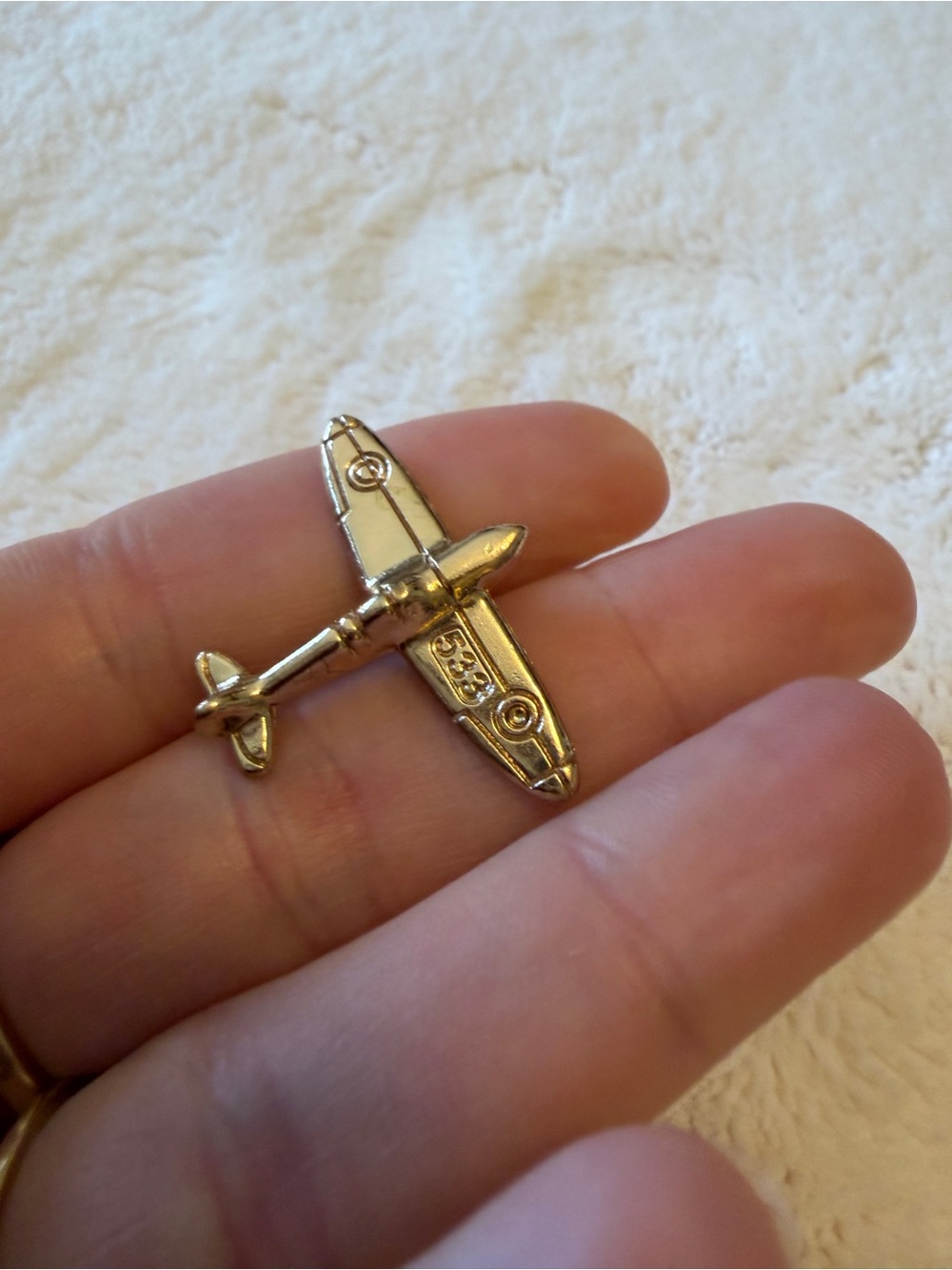 Gold Airplane Lapel Pin - Men Accessories - Picture 1 of 5